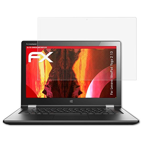 Lenovo IdeaPad Yoga 2 13 Panzerfolie - 2 x atFoliX FX-Shock-Antireflex blendfreie stoßabsorbierende Panzerschutzfolie