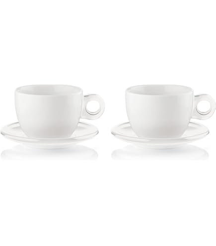 Service à Café Expresso Guzzini – 6 Tasses Porcelaine + 6 Soucoupes Plexiglas