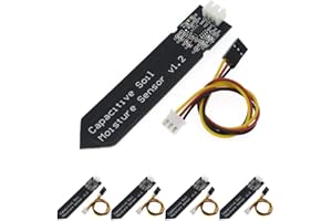 Fasizi 5pcs Capacitive Soil Moisture Sensor Corrosion Resistant for Arduino Moisture Detection Garden Watering DIY
