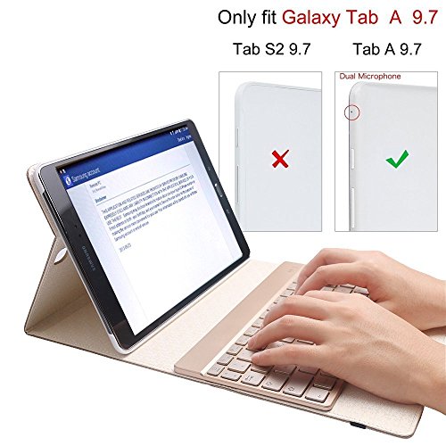 Boriyuan Tastatur und Schutzhülle für Samsung Galaxy Tab SM-T580 T581 T585 10,1 Zoll / 25,7 cm, Hintergrundbeleuchtung in 7 Farben, abnehmbar, flach, dreifach faltbar, PU-Leder, kabellose Bluetooth-Tastatur, UK-Tastatur-Layout (QWERTY), Gebrauchsanweisung in englischer Sprache - 3