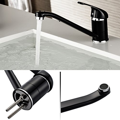 Auralum® Elegant Niederdruck Mischbatterie 360° Drehbar Armatur Wasserhahn Waschtischarmatur Wasserfall Einhandmischer für Spüle Küche mit 2 Jahre Garantie - 6