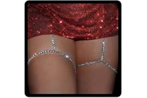 Carufin Cristal Jambe Chaîne Argent Brillant Cordon Élastique Corps Chaînes Sexy Bikini Cuisse Chaîne Corps Accessoire Réglable pour Femmes et Filles