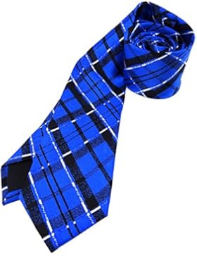 Schmale leichte Kinderkrawatte blau schwarz weiss kariert - Größe 5,5 x 125 cm