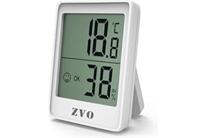 ZVO Petit Thermomètre Hygromètre Numérique d'intérieur, Moniteur d'ambiance Magnétique avec Capteur de Température et Humidimètre pour Bureau Maison Reptile Chambre de BéBé(Blanc)