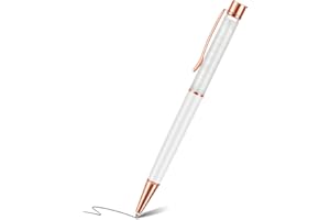 PROUSKY 1PC White Sparkly Pen Retractable Shiny Metal Ballpoint Pen Pretty Glitter Gift Pen for Women Girls Wedding Valentine's Day Gift