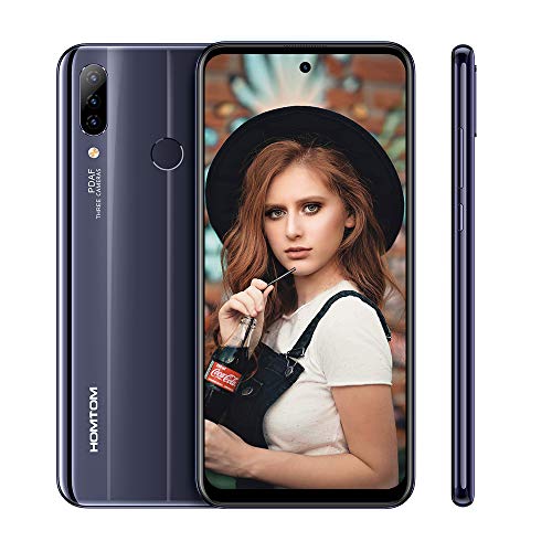 HOMTOM P30 Pro 6.41 Pulgadas Android 9.0 Teléfono móvil MT6763 Octa Core 4GB 64GB Trasera 13MP Cámaras triples Smartphone-Gris