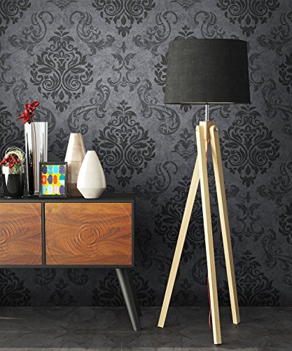 NEWROOM Barock Tapete Schwarz Vliestapete Grau Barock, Modern, Natur schöne moderne und edle Design Optik , inklusive Tapezier Ratgeber - 4