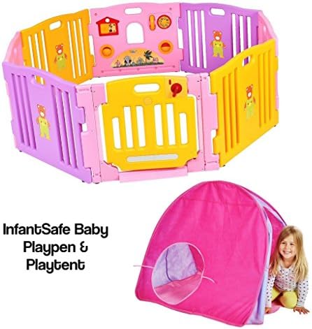 infantsafe Plastic Baby Playpen w/Play Tent - Free from Harmful Materials - Fits Perfectly Inside The Play Pen for Babies and Toddler