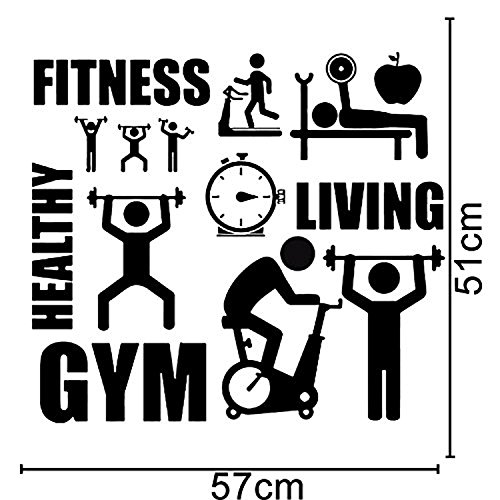 Gym Wall Sticker Fitness Healthy Living Word Quote Motivational