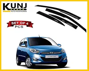 Kunj Autotech Hyundai I10 Door Visor (Year: 2007-2013) side window wind rain deflector Black Color