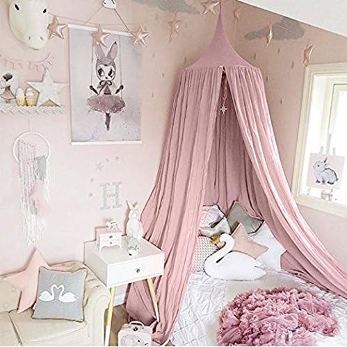 Bed Canopy for children, Cotton Mosqutio Net Hanging Curtain, Baby Indoor Outdoor Play Reading Tent, Bed &amp; Bedroom Decoration, Insect Net Protection (High 240cm,Upper Circumference: 152cm, Lower Circumference: 265cm) (Pink)