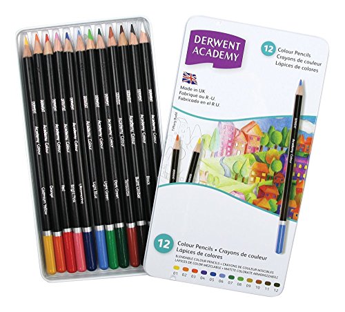 Derwent 2301937 Academy Colouring Pencils Tin - Set of 12