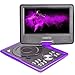 Produktbild COOAU 11,5 " Tragbarer DVD Player, schwenkbaren Bildschirm, 5 Stunden Built-In-Akku, Unterstützt USB/SD-Kart, mit AC/DC-Adapter / Spiele-Controller, Lila