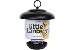 Jacobi Jayne - Farol Colgante para pájaros de jardín - Farol pequeño - Fácil de llenar, Techo Impermeable, Negro