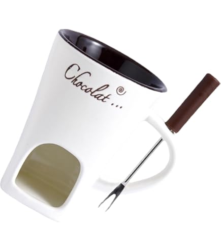 Tazza Fonduta Cioccolato Ceramica 130ml - Con Forchetta E Candela, Per Picnic E Feste - Foto 4