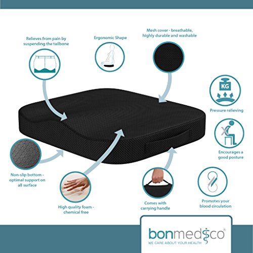 bonmedico® Comfort Cushion, Orthopädisches Sitzkissen Für Besten Sitzkomfort, Orthopädische Wirkung Durch Druckentlastung Und Entspannung Beim Sitzen, Universell Einsetzbar, Waschbar - 2