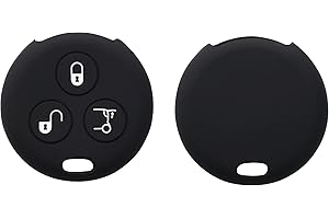 kwmobile Key Cover Compatible with Smart 3 Button Remote Control Car Key - Soft Silicone Car Key Fob Holder Protector Case - Black