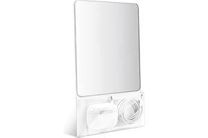 Torolle Magnetic Locker Mirror, 17 x 14 cm Small Real Glass Mirror with Holder Bag and Magnetic Backing for Coat Lockers School Locker Bathroom Household Refrigerator Office Cabinet -Grey