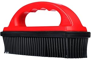 GODIYYER Rubber Pet Hair Removal Brush for Cat Dog Grooming - Silicone Lint and Debris Remover Tool for Cleaning, Fur Removal, Home - Black, Red