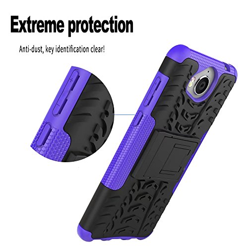 SMTR Huawei Y6 2017 Funda   Heavy Duty  H  brida Rugged Armor Case Choque Absorci  n Protecci  n Dual Layer Bumper Carcasa con pata de Cabra para Huawei Y6 2017 blanco