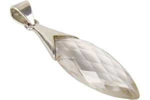 UNIQUE GEMS Unique Ciondolo per la collane naturele Cristallo di Rocca 8.6 ct in Argento 925 Stile Liberty Forma di Goccia qualità Come gioielliere