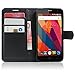 Produktbild SMTR ZTE Blade L5 / L5 plus Wallet Tasche Hülle - Ledertasche im Bookstyle in Schwarz - [Ultra Slim][Card Slot][Handyhülle] Flip Wallet Case Etui für ZTE Blade L5 / L5 plus