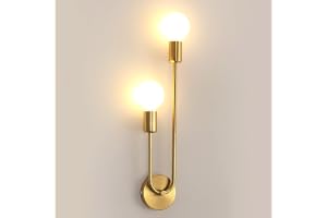 Riserva Vägglampa Invändig E27, Vintage Industriell Vägglampa, 2-Ljus Metallguld Väggbelysning För Sovrum, Vardagsrum, Matsal
