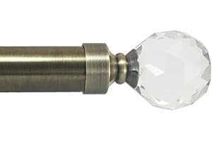 Your Home Online Set Of 2 End Finials For 28mm Curtain Pole Rod Antique Brass (Milano Crystal Finials)