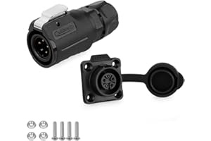 CNLINKO LP-16 Connecteur imperméable IP68 Connecteur circulaire industriel Connecteur de boîtier PBT Connecteur aviation Connecteur à dégagement rapide M16 2-9 Broches Prise à bride (5 Broches)