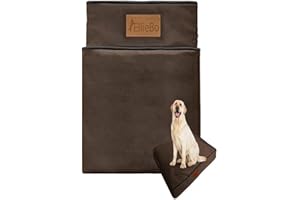 Ellie-Bo Funda de Cama para Perro, Suave y Lavable, Resistente al Agua, Tejido Oxford, tamaño M, 71 x 48 x 10 cm, para Cama de Perro de 30 Pulgadas, Color marrón con Ribetes Negros