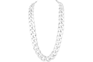 SOFPLATE Chunky Plastic Cuban Link Necklace Bold 80s 90s Rapper Style Hip Hop Costume Jewelry Chain for Men Women Dress Up Accessories