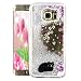 Produktbild EMAXELEERS Samsung Galaxy S7 Edge Hülle Liquid Flüssige Fließend Glitzer Klar Hart Plastik durchsichtig Tasche Handytasche Hülle Schale Etui Für S7 Edge,Silver Liquid-Black Cat