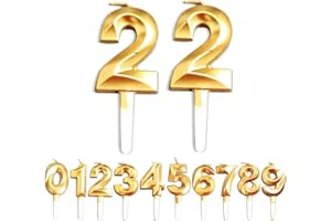 WLHGH Geburtstag Kerzen, 22th Geburtstag Gold Nummer Geburtstagskuchen kerzen, Kuchen Dekoration für Geburtstag Party Hochzeit Jahrestag Abschlussfeier Feier Lieferungen