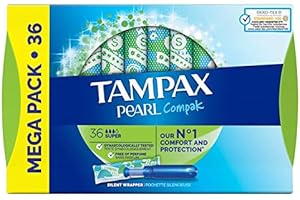PROCTER & GAMBLE Tampax Pearl Compak Super tampony z aplikatorem 36X, najlepszy tampon Tampax dla wygodnej ochrony i dyskrecji