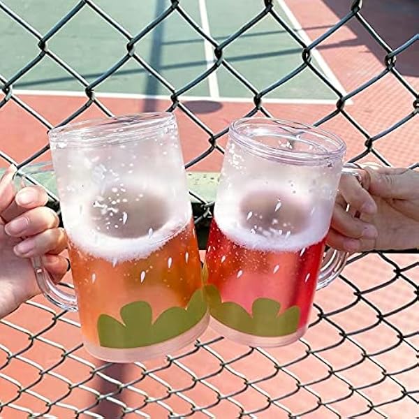 Buy Matiko Plastic Beer Glass, Double Wall Gel Freezer Mug