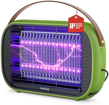 Buzbug Insetticida elettrico a LED, 10 anni di durata della lampada, acchiappamosche elettrico, per uso commerciale e privato, raggio d'azione 190 m² (verde)