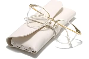 Cleoxyge Blaulichtfilter Brille Ohne Sehstärke für Damen-Herren,Metallrahmen Anti Blaulicht UV400-Schutz PC Gaming Mit Brillenetuis und Brillenputztuch Fake Brille