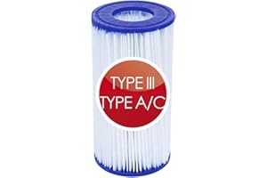 TJMOLTEN Pool Filter - Filter Cartridge for Pools | Type A or C pool filter - Hot Tub & Inflatable Pool Filter Type III Bestway - Spa Filter & Pool Filters - Size 3 replacement cartridge filter (1)