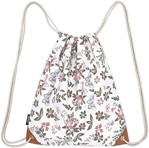 Samgoo Canvas Sports Bag Backpack Gym Bag Sport Bag, Flowers Butterfly Pouch Pocket Bag Hipster Backpack for Travel Sports, Flowers / butterfly