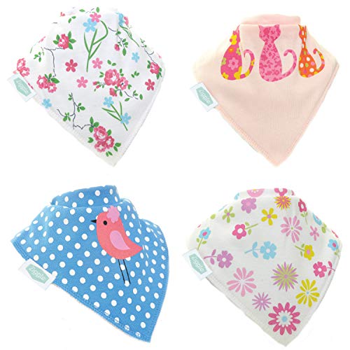 Zippy Lot de 4 bavoirs bandanas amusants pour bébés et petites filles