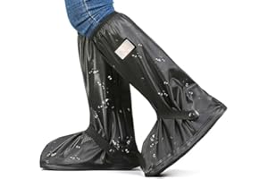Auirshiky Cubre Zapatos Impermeable Lluvia Reutilizable con Suela Antideslizante, Protector Calzado Lluvia con Cremallera y Reflector, Cubrecalzado Impermeable Moto Botas