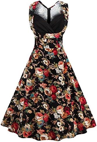 Oriention Women Sexy 50s Swing Vintage Retro Housewife Rockabilly Evening Party Dress UK8-22 (8, Black Flover)