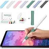 Apple Pencil 1-2 Nesil Pro USB-C Uyumlu Soft Yumuşak Silikon Kalem Tutucu ve 8'li Kalem Ucu Koruyucu Haki