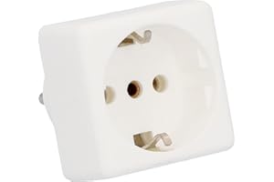 UNITEC Prise de Transition France/Allemagne, Adaptateur de Prise, fiche Schuko, 1 pièce, Blanc