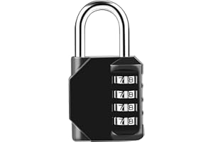 JJSHUND Vorhängeschloss Zahlenschloss, 4 Stellig Schloss Mit Zahlencode Zinklegierung, Metall Vorhängeschloss mit Zahlencode für Spind Fitnessstudio Werkzeugkasten (Schwarz)