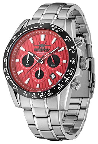 FIREFOX SKY COMMANDER FFS23-105 rot/schwarz Edelstahl Chronograph Herrenuhr Armbanduhr 10 ATM druckfest
