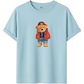 Unisex Ayıcık Baskılı T-Shirt,%100 Pamuk, Kısa Kollu, Yuvarlak Yaka, Oversize Rahat Kesim, Sokak Giyimi