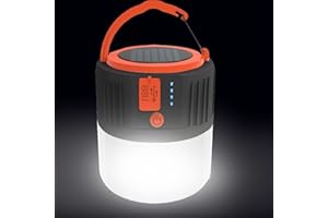 EAAERR Lampada da campeggio a LED solare - USB ricaricabile Lanterna da campeggio portatile Luce di emergenza 6 modalità impermeabile per pesca notturna(nero)