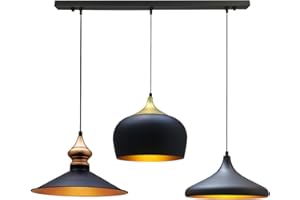 bamyum Juego de 3 Lámparas Colgantes Industriales Negras