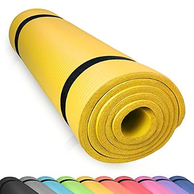 diMio Tapis de yoga/Tapis de gymnastique 185 x 60 cm en 2 épaisseurs et 6 couleurs, phlata tfrei + SGS testé - jaune - 185 x 60 x 1 cm